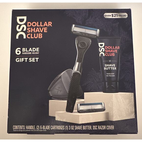 Dollar Shave Club Set 6 Blade, Handle, 2 Blade Cartridges 3oz Shave Butter-NEW - Picture 1 of 4
